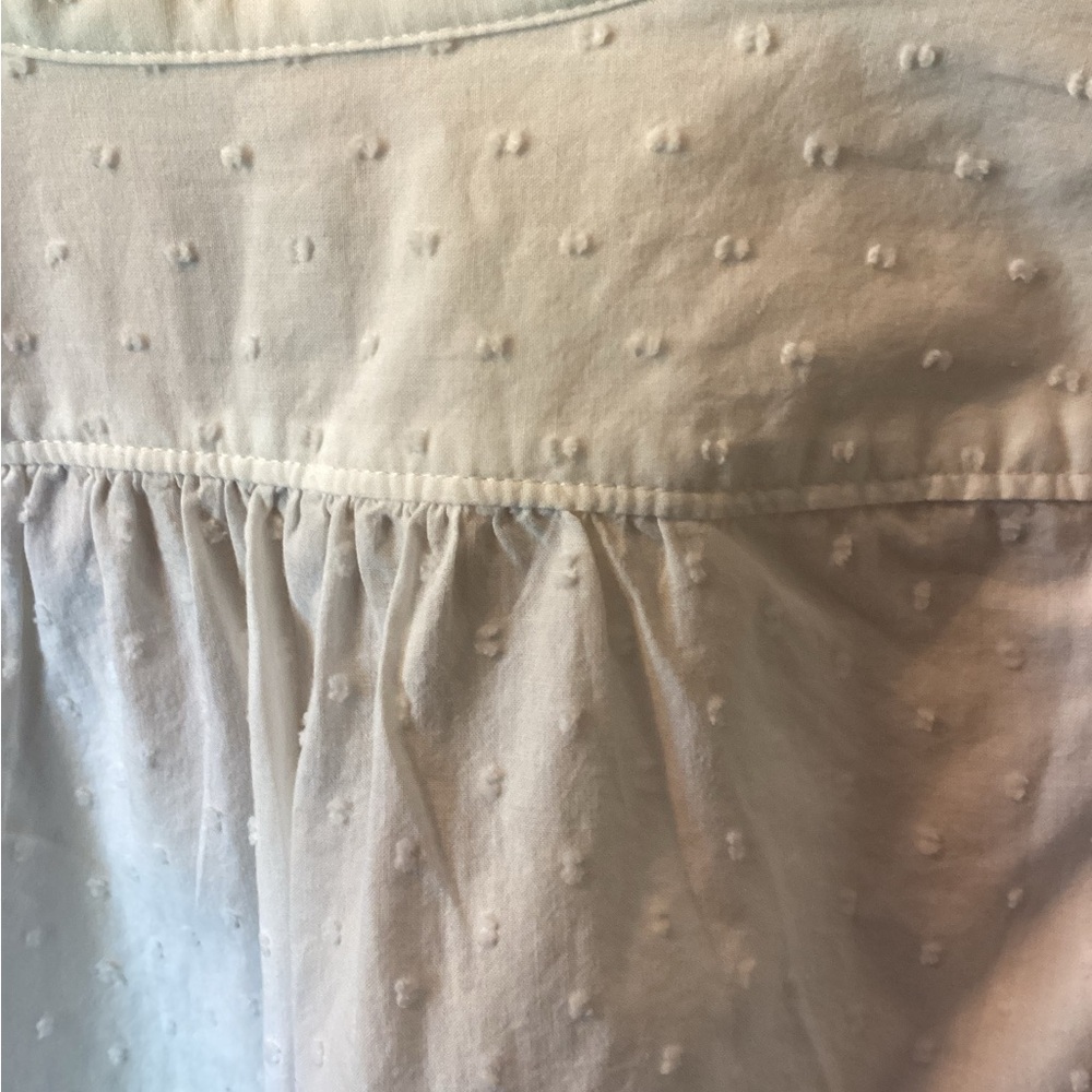 NWT Gap white cotton blouse XS embroidered split neck long sleeve band collar - Picture 6 of 11
